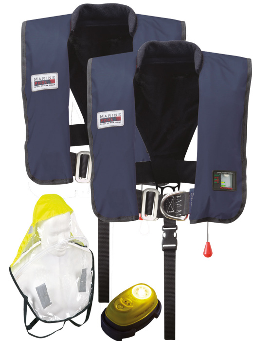 300N Premium ISO Lifejkt LB UML w. Sprayh. & light 2er SET