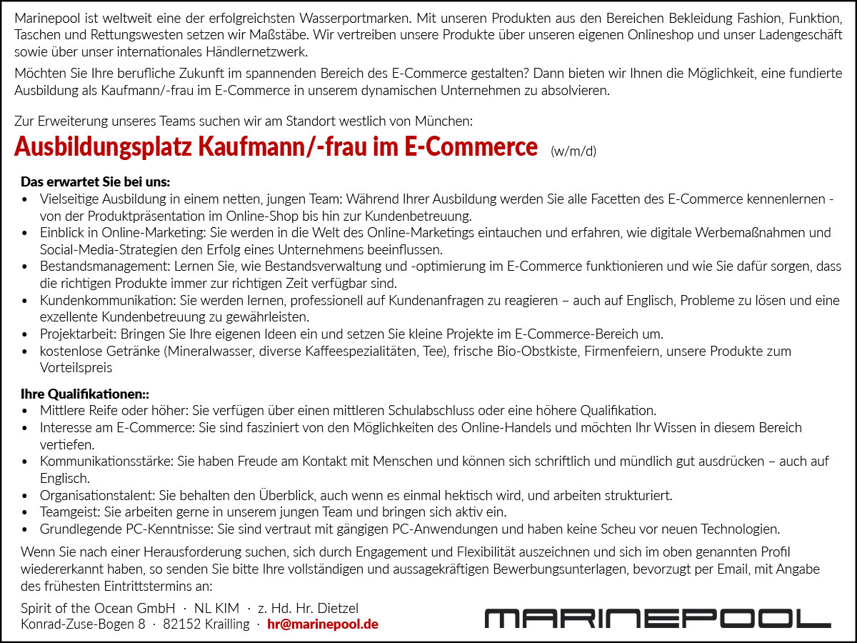 Ausbildungsplatz Kaufmann/-frau im E-Commerce